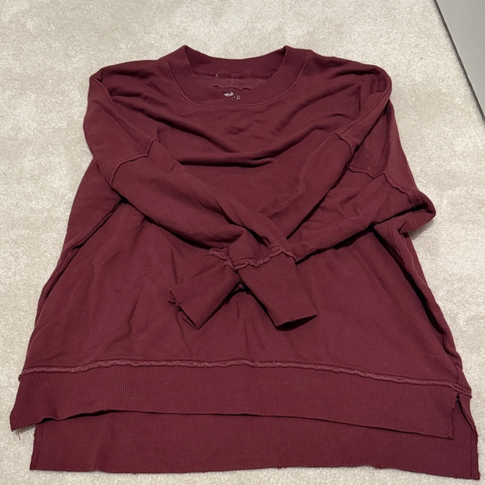 Aerie Maroon Lightweight Crewneck Sweatshirt